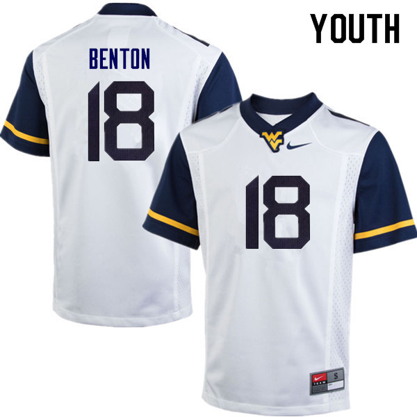 NCAA Youth Charlie Benton West Virginia Mountaineers White #18 Nike Stitched Football College Authentic Jersey WO23Y01WD